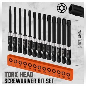 Bit TORX set 13kom HORUSDY T5-T40 75mm