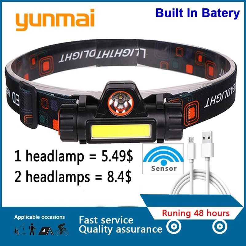 USB led lampa za glavu HEADLIGHT COB T6