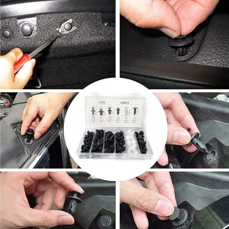Kopče/žabice za auto tapacire set 100kom sa alatom